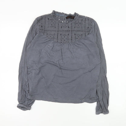 Fat Face Womens Grey Embroidered Long Sleeve Tunic Blouse UK 12