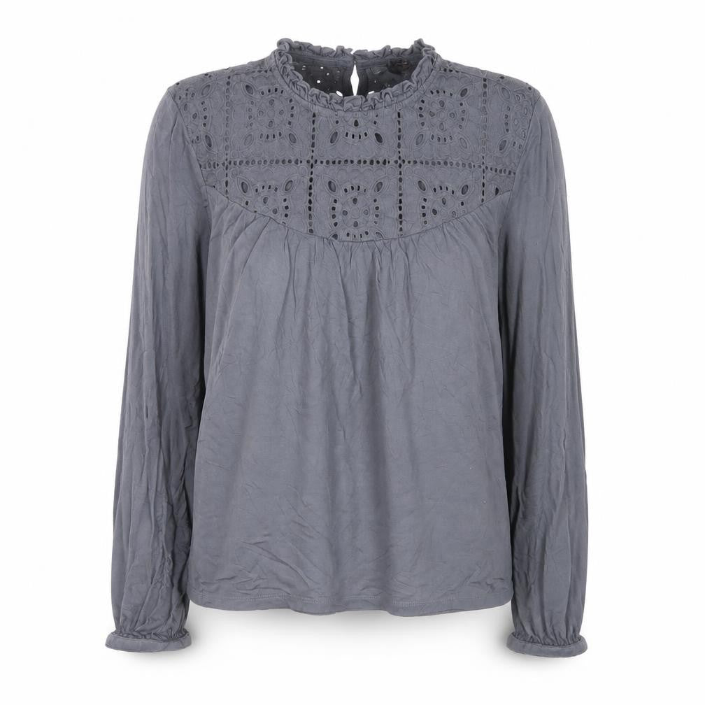 Fat Face Womens Grey Embroidered Long Sleeve Tunic Blouse UK 12