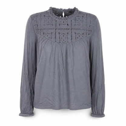 Fat Face Womens Grey Embroidered Long Sleeve Tunic Blouse UK 12