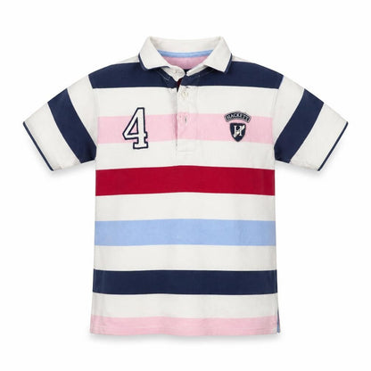 Hackett London Boys Beige Multicoloured Striped Polo Shirt 7-8 Years