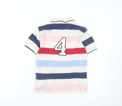 Hackett London Boys Beige Multicoloured Striped Polo Shirt 7-8 Years