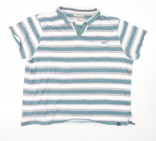 Weird Fish Men's Blue Striped 5XL Polo Shirt Cotton Blend