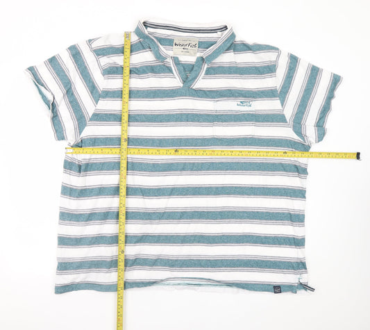 Weird Fish Men's Blue Striped 5XL Polo Shirt Cotton Blend