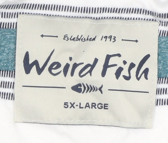 Weird Fish Men's Blue Striped 5XL Polo Shirt Cotton Blend