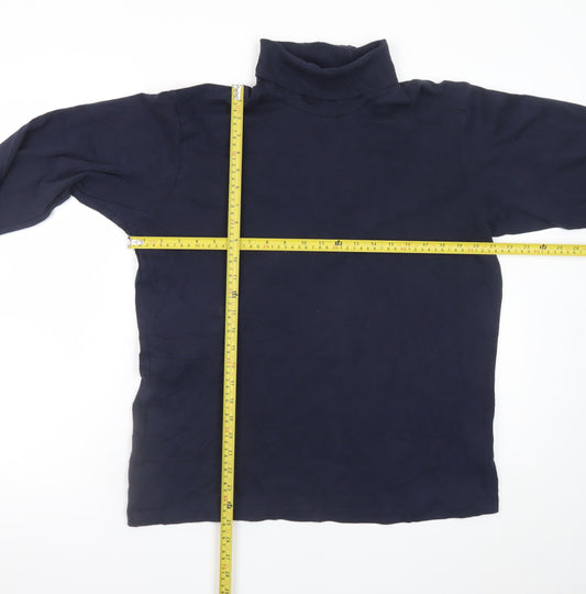 UNIQLO Men’s Blue Long Sleeve Roll Neck Cotton T-Shirt Size L
