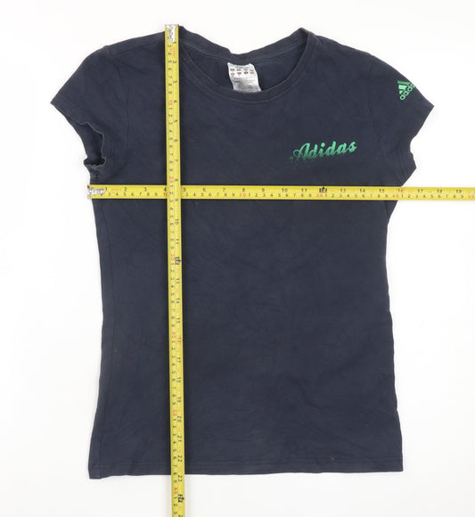 Adidas Women’s Blue Slim Fit Short Sleeve Cotton T-Shirt Size 12
