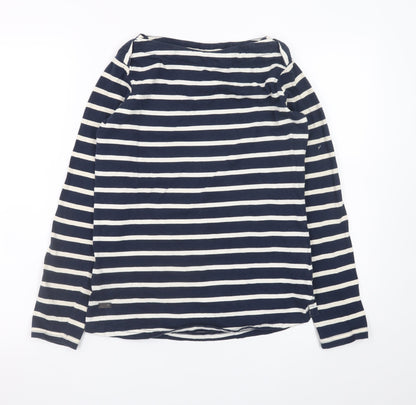 Regatta Women Blue Striped Cotton Boat Neck Long Sleeve T-Shirt UK 8