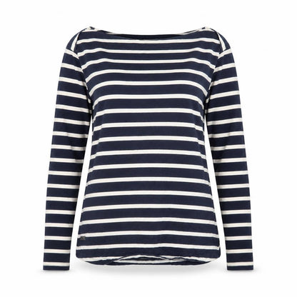 Regatta Women Blue Striped Cotton Boat Neck Long Sleeve T-Shirt UK 8