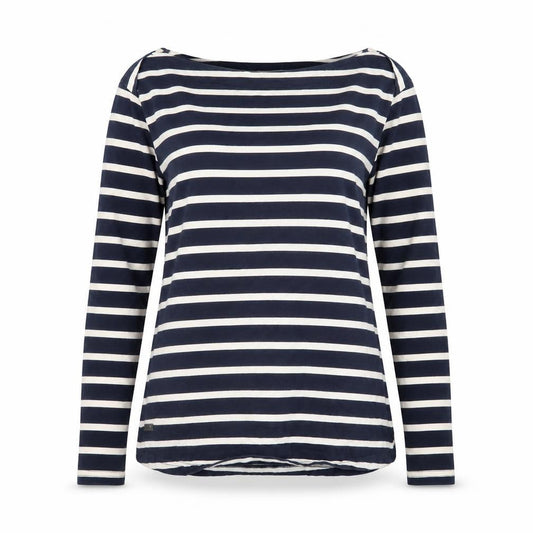 Regatta Women Blue Striped Cotton Boat Neck Long Sleeve T-Shirt UK 8