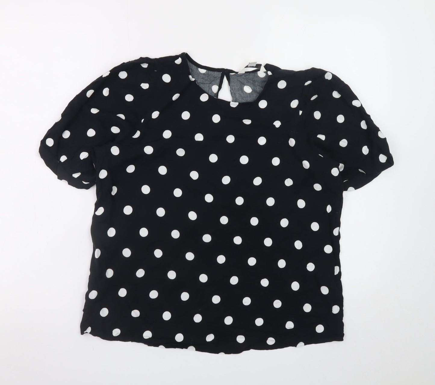 Marks and Spencer Women Black Polka Dot Short Sleeve Blouse Size 14