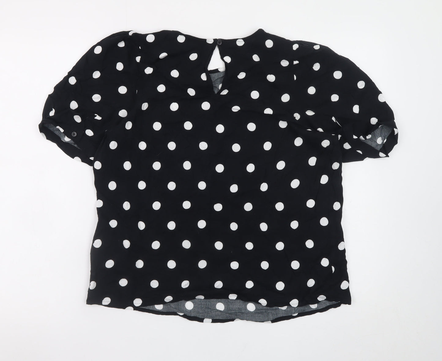 Marks and Spencer Women Black Polka Dot Short Sleeve Blouse Size 14