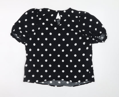 Marks and Spencer Women Black Polka Dot Short Sleeve Blouse Size 14