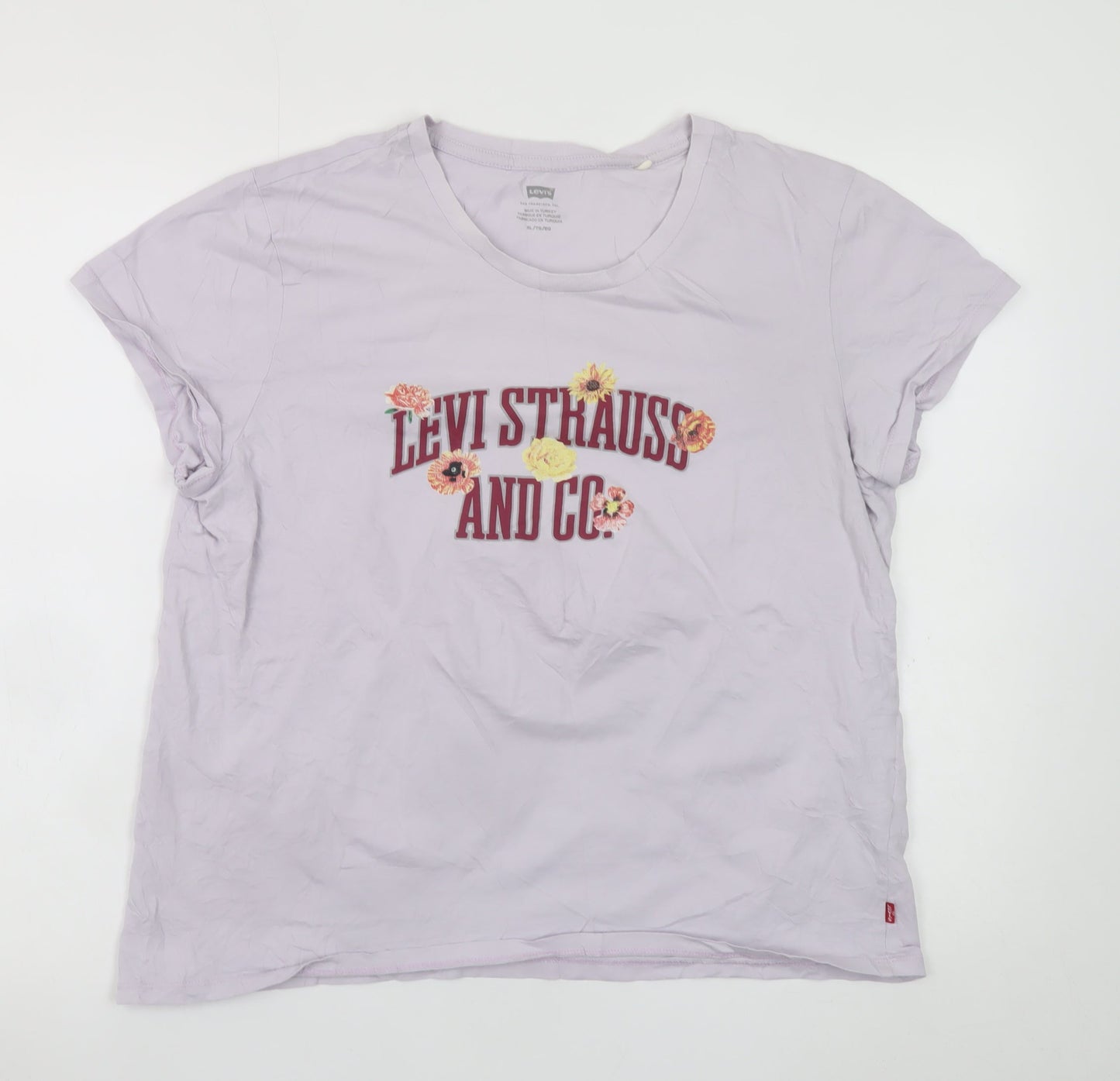 Levi's Women's Purple XL Floral Logo Cotton T-Shirt
