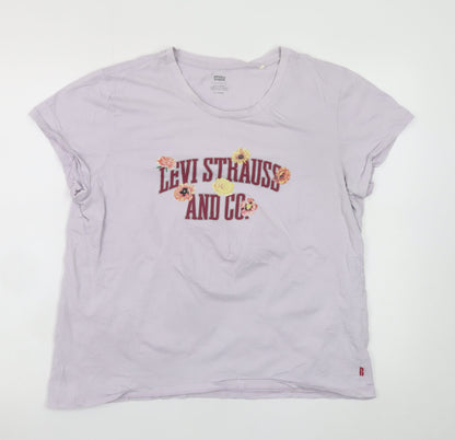 Levi's Women's Purple XL Floral Logo Cotton T-Shirt