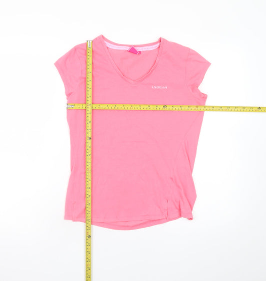 LA Gear Women's Pink V-Neck Short Sleeve Cotton T-Shirt Size 12
