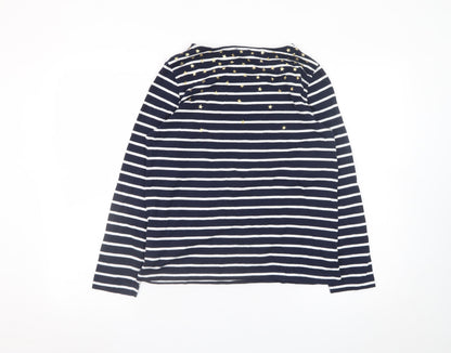 Hobbs Women’s Blue Striped Long Sleeve Star Cotton Top Size M