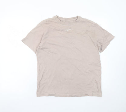 Nike Women’s Beige Loose Fit T-Shirt XS 100% Cotton Crew Neck Casual