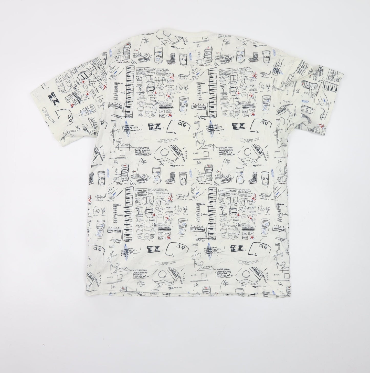 Uniqlo SPRZ NY Jean-Michel Basquiat White Graphic Print Men's M T-Shirt