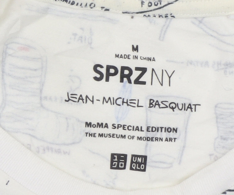 Uniqlo SPRZ NY Jean-Michel Basquiat White Graphic Print Men's M T-Shirt