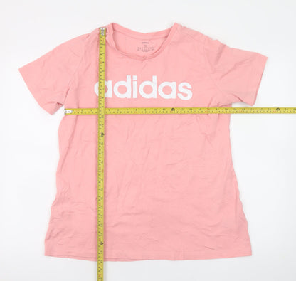 Adidas Womens Pink 100% Cotton Crew Neck Short Sleeve T-Shirt Size 20