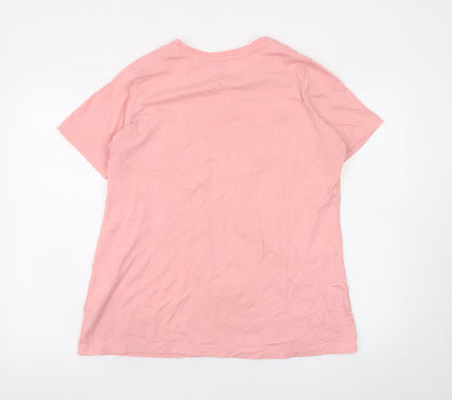Adidas Womens Pink 100% Cotton Crew Neck Short Sleeve T-Shirt Size 20