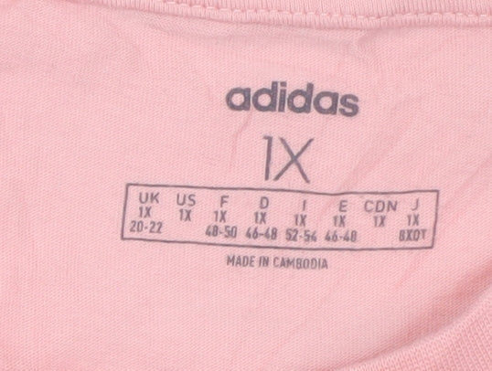 Adidas Womens Pink 100% Cotton Crew Neck Short Sleeve T-Shirt Size 20