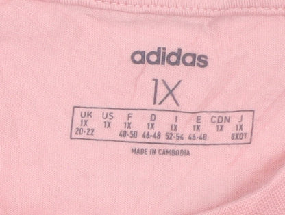 Adidas Womens Pink 100% Cotton Crew Neck Short Sleeve T-Shirt Size 20