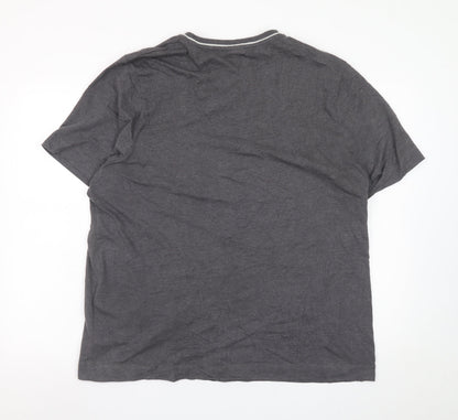 Slazenger Men's Grey V-Neck Short Sleeve T-Shirt XL Cotton Blend
