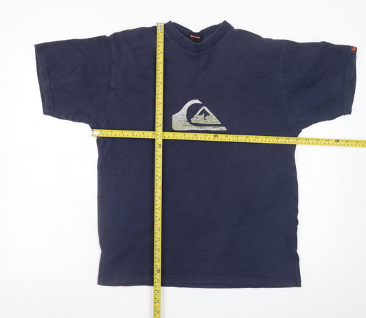 Quiksilver Men’s Blue Graphic Cotton Crew Neck T-Shirt Size S