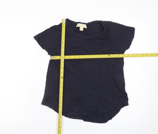 Michael Kors Women's Navy Linen Basic Short Sleeve T-Shirt Size S