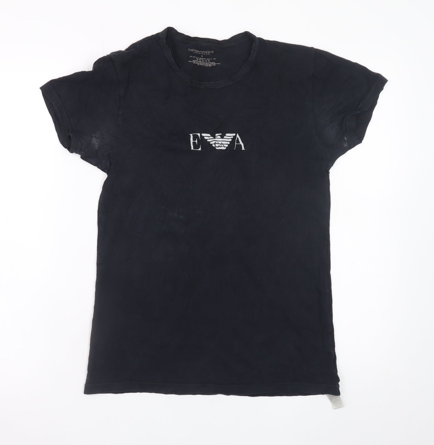 Emporio Armani Women Black Cotton Stretch T-Shirt Size S