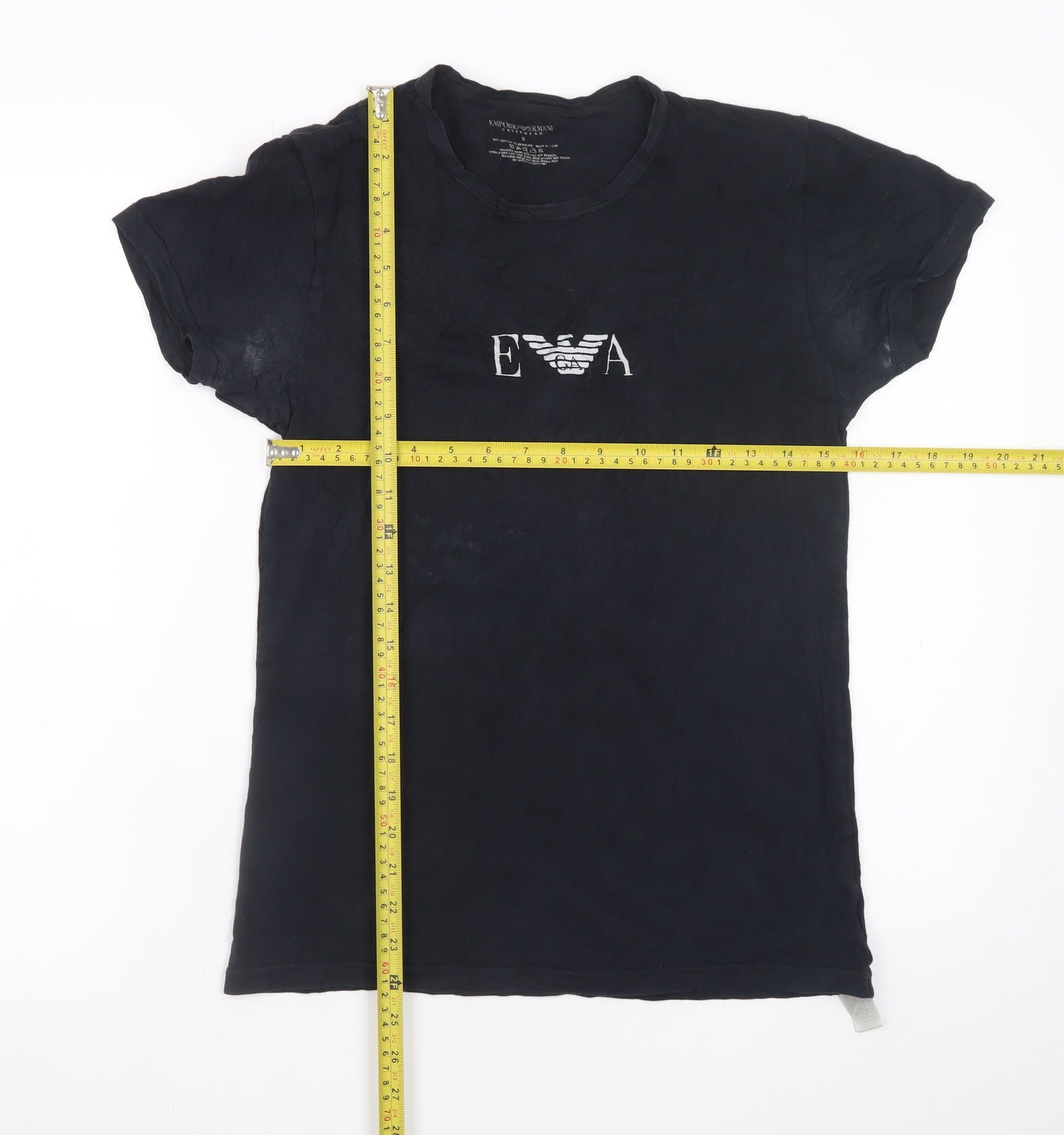 Emporio Armani Women Black Cotton Stretch T-Shirt Size S
