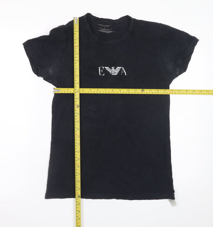 Emporio Armani Women Black Cotton Stretch T-Shirt Size S