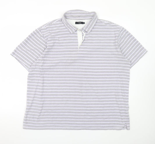 Debenhams Mens Blue Striped Polo Shirt XXL Classic Fit Cotton