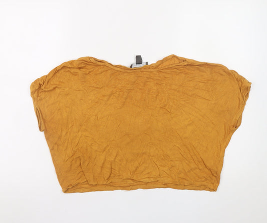 Primark Womens Brown Cropped Viscose T-Shirt Size M (UK 12/14)