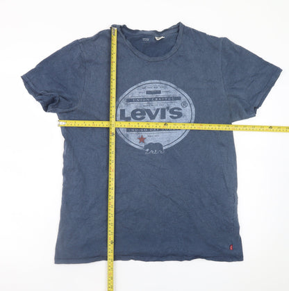 Levi's Men's Blue Graphic Crew Neck Cotton T-Shirt Size L