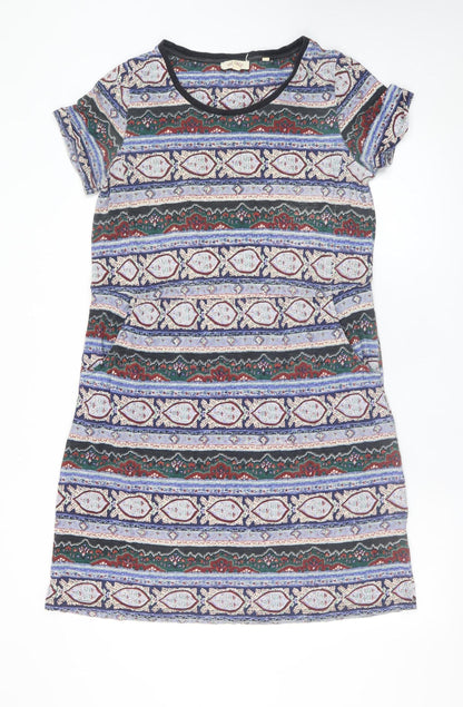 Fat Face Women Multicoloured Size 12 T-Shirt Dress Geometric Jersey