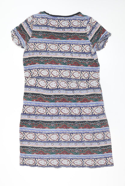 Fat Face Women Multicoloured Size 12 T-Shirt Dress Geometric Jersey