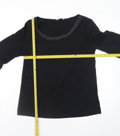 Marks and Spencer Women's Black Size 14 3/4 Sleeve Scoop Neck Stretch Blouse