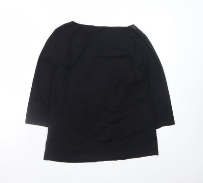 Marks and Spencer Women's Black Size 14 3/4 Sleeve Scoop Neck Stretch Blouse