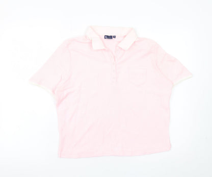 Dash Women Pink Cotton Polo Shirt Size 16 Short Sleeve Casual