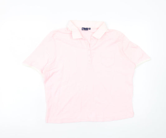 Dash Women Pink Cotton Polo Shirt Size 16 Short Sleeve Casual