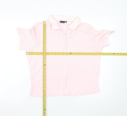 Dash Women Pink Cotton Polo Shirt Size 16 Short Sleeve Casual