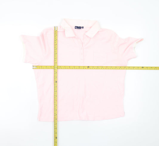Dash Women Pink Cotton Polo Shirt Size 16 Short Sleeve Casual
