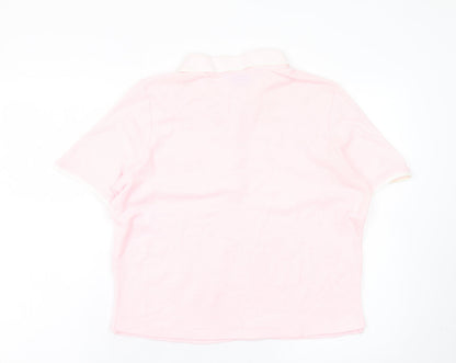 Dash Women Pink Cotton Polo Shirt Size 16 Short Sleeve Casual