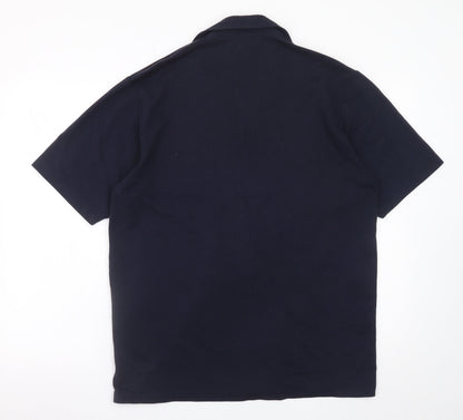 Lacoste Men's Blue Short Sleeve Cotton Blend Button-Up Shirt Size L