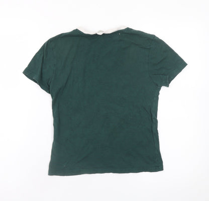 Jack Wills Womens Green Ringer T-Shirt UK 10 Short Sleeve Cotton Modal