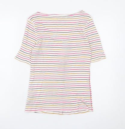 White Stuff Women's Multicoloured Striped Short Sleeve T-Shirt UK 14