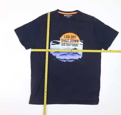 Mountain Warehouse Men's Blue Outdoor Graphic Cotton T-Shirt Size L