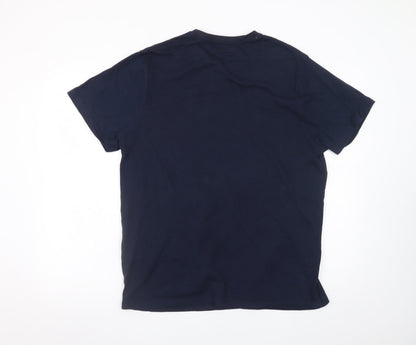 Mountain Warehouse Men's Blue Outdoor Graphic Cotton T-Shirt Size L